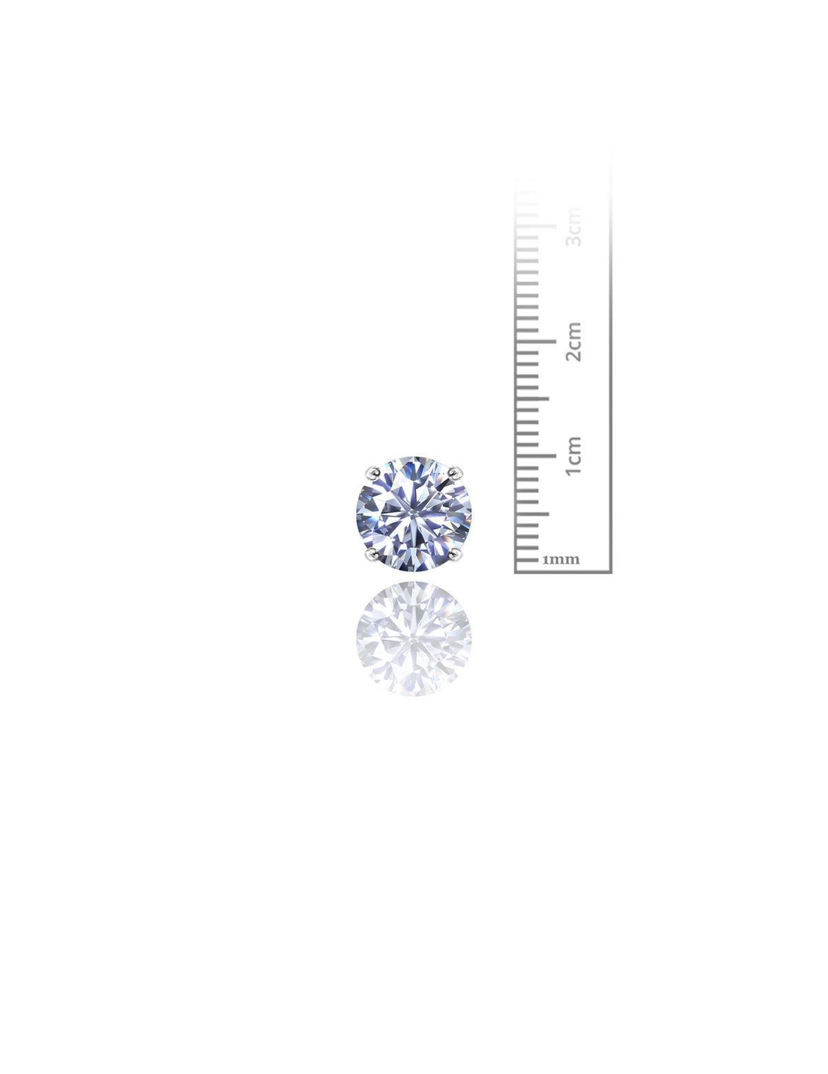 14K White Gold Round CZ Pushback Stud Earrings