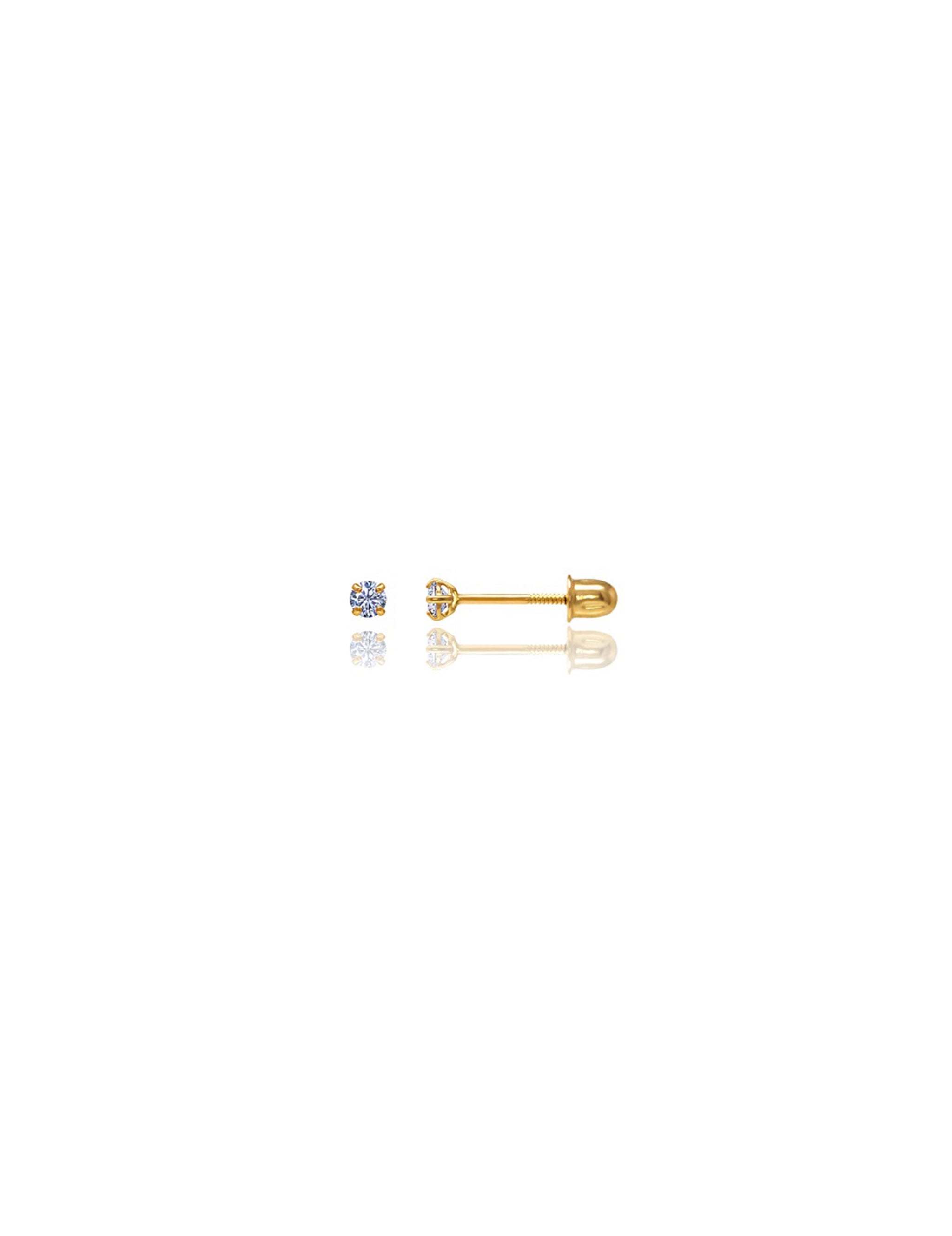 Isaac Mizrahi 14K Yellow Gold Round CZ Screwback Stud Earrings