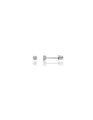 14K White Gold Round CZ Screwback Stud Earrings