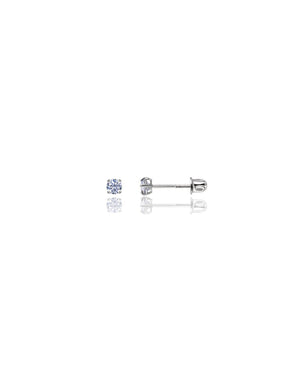 14K White Gold Round CZ Screwback Stud Earrings