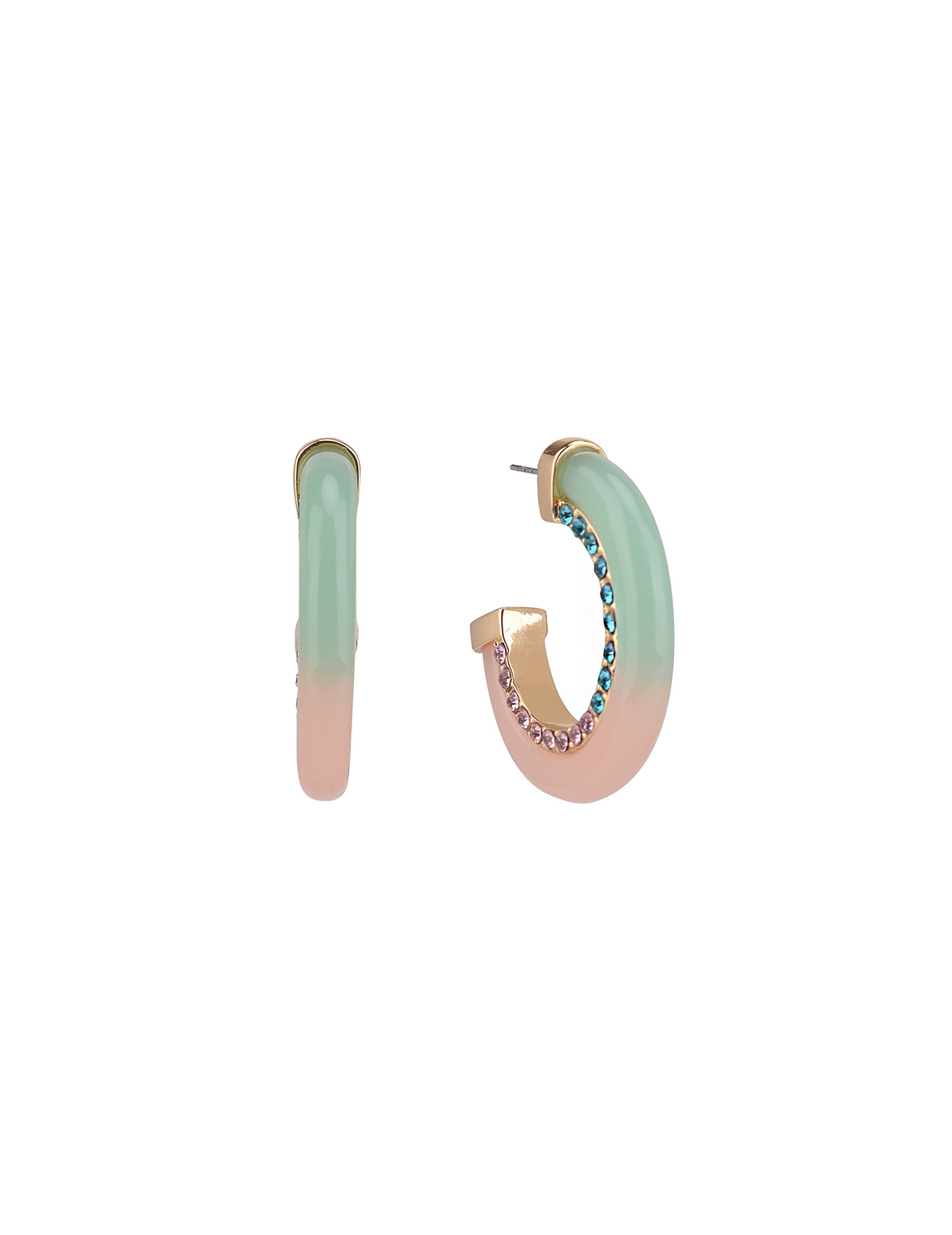 Acrylic Post Hoop Earrings with Stones