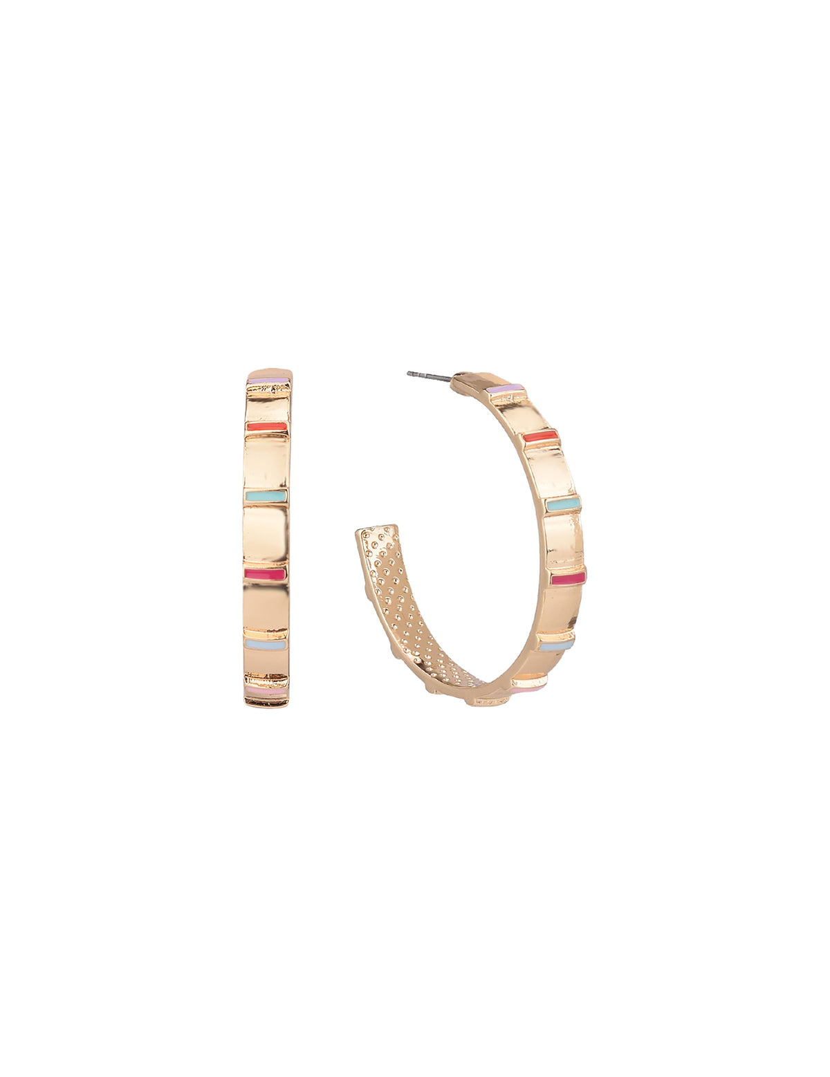 Gold Tone Post Hoop Earrings