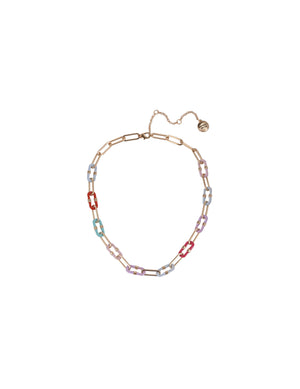 Multi Color Enamel Link Necklace