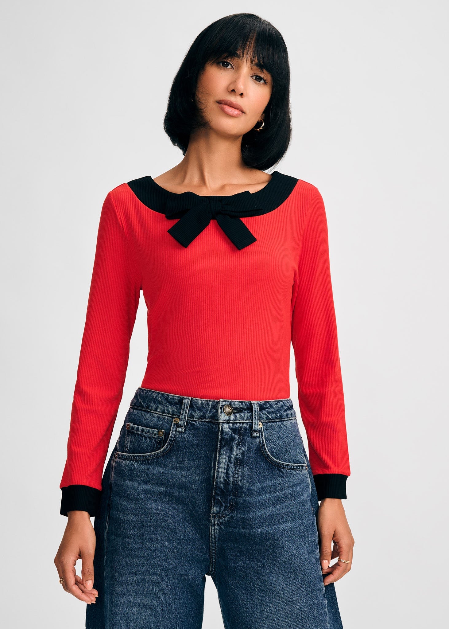 Long-Sleeved Knit Bow Top| Isaac Mizrahi