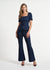 Square Neck Seamed Denim Top