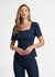Square Neck Seamed Denim Top
