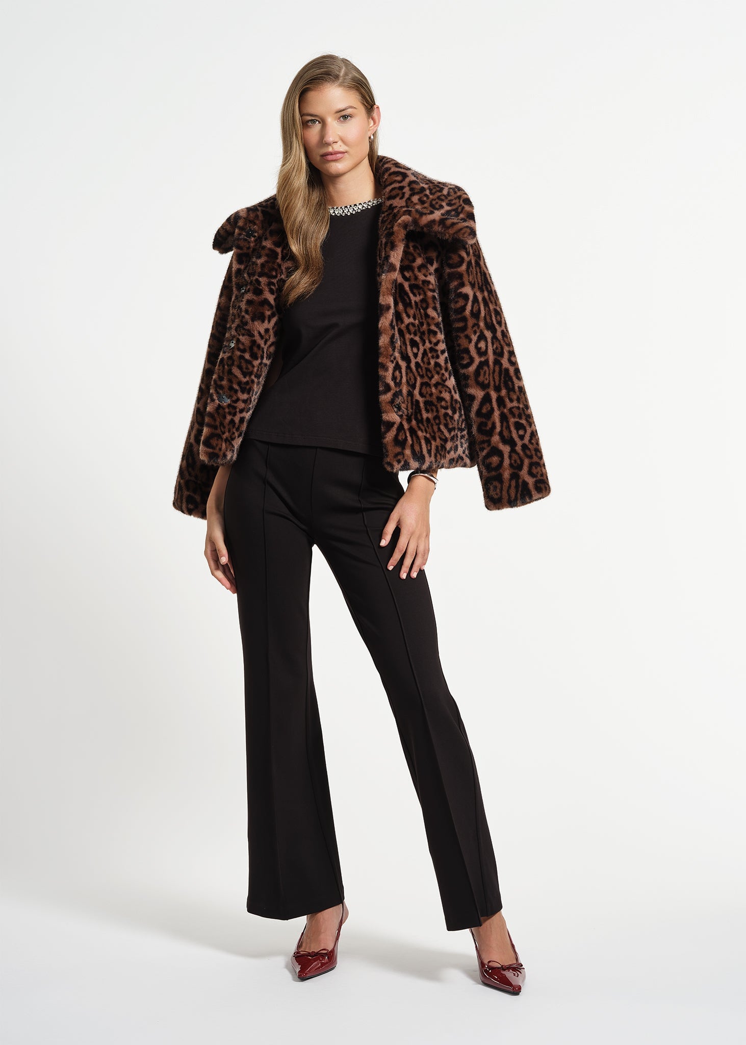 Oversized Collar Faux Fur Jacket