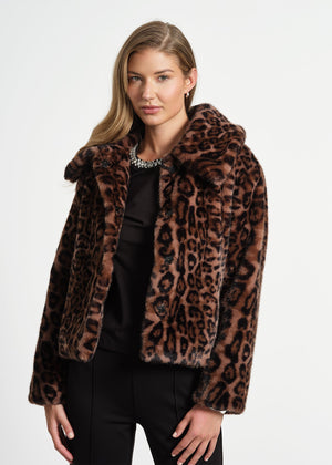 Oversized Collar Faux Fur Jacket