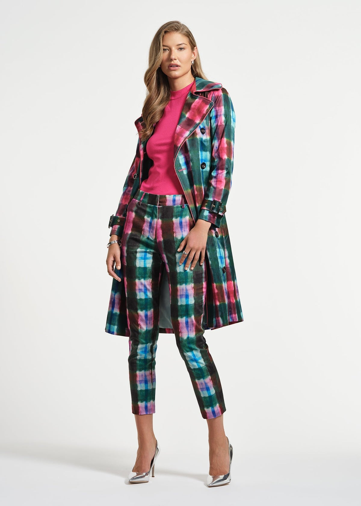 Plaid Trench Coat