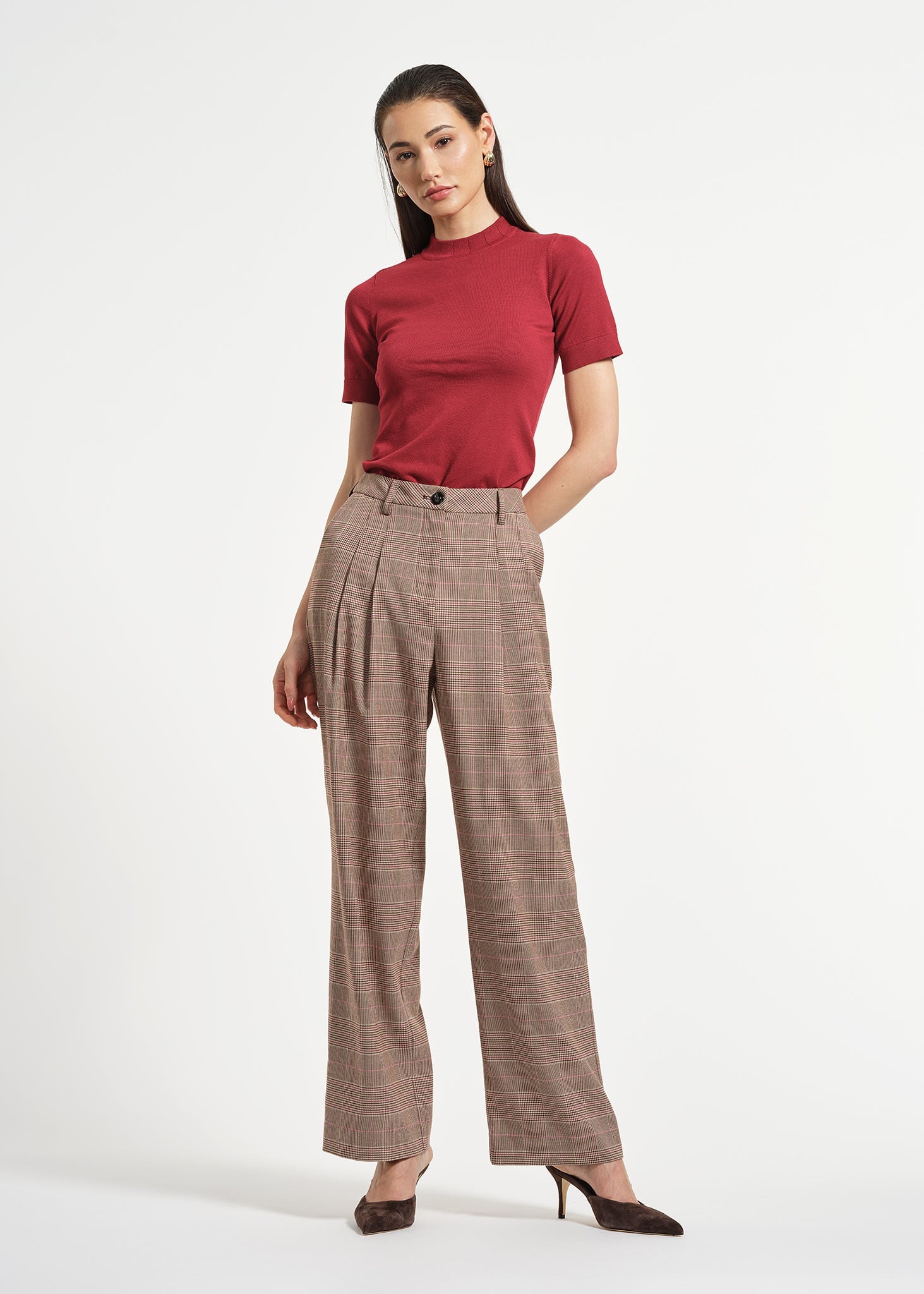 Pleated Plaid Pant