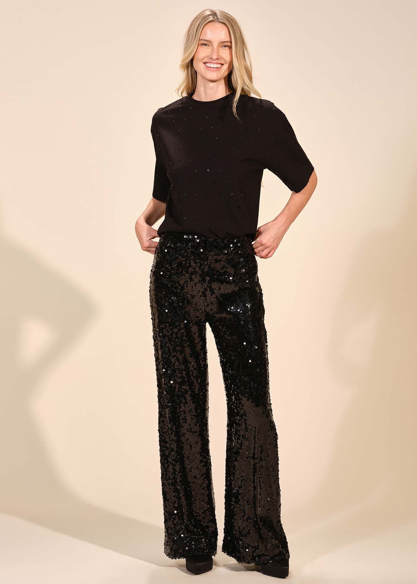 Sequin Wide Leg Pant