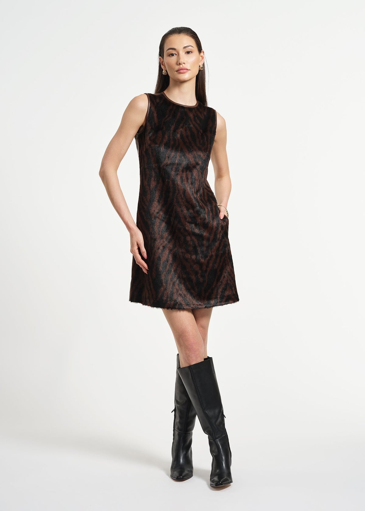 brown leather shift dress Melanie Shift Dress Wine Vegan Leather
