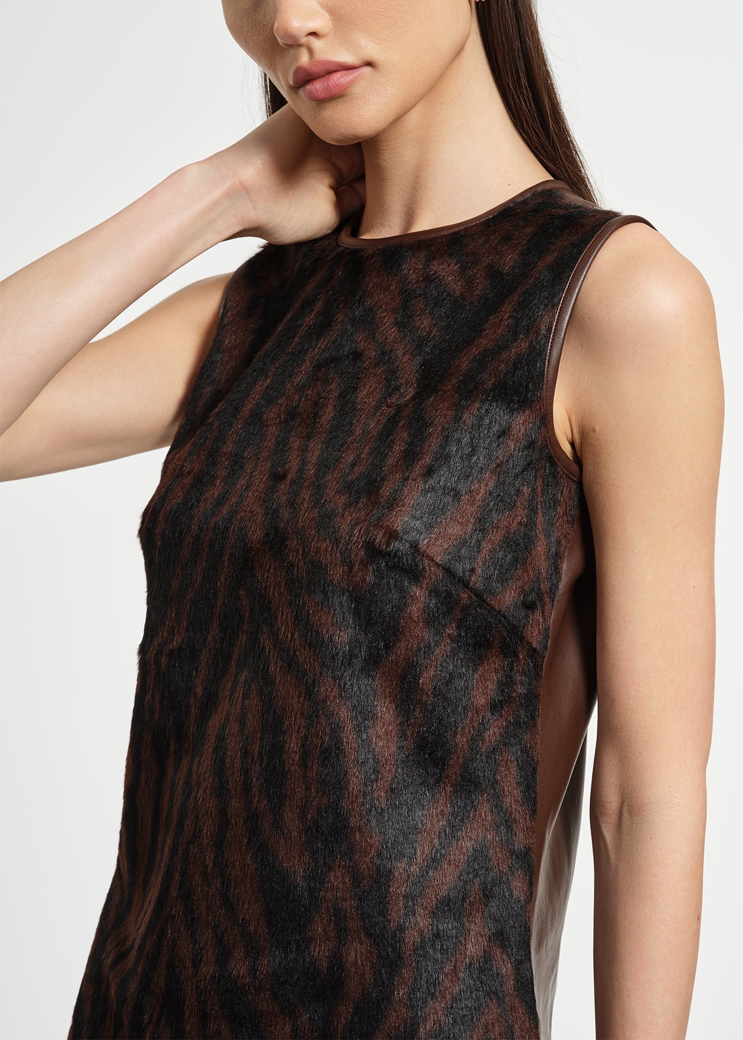 Faux Fur Combo Shift Dress