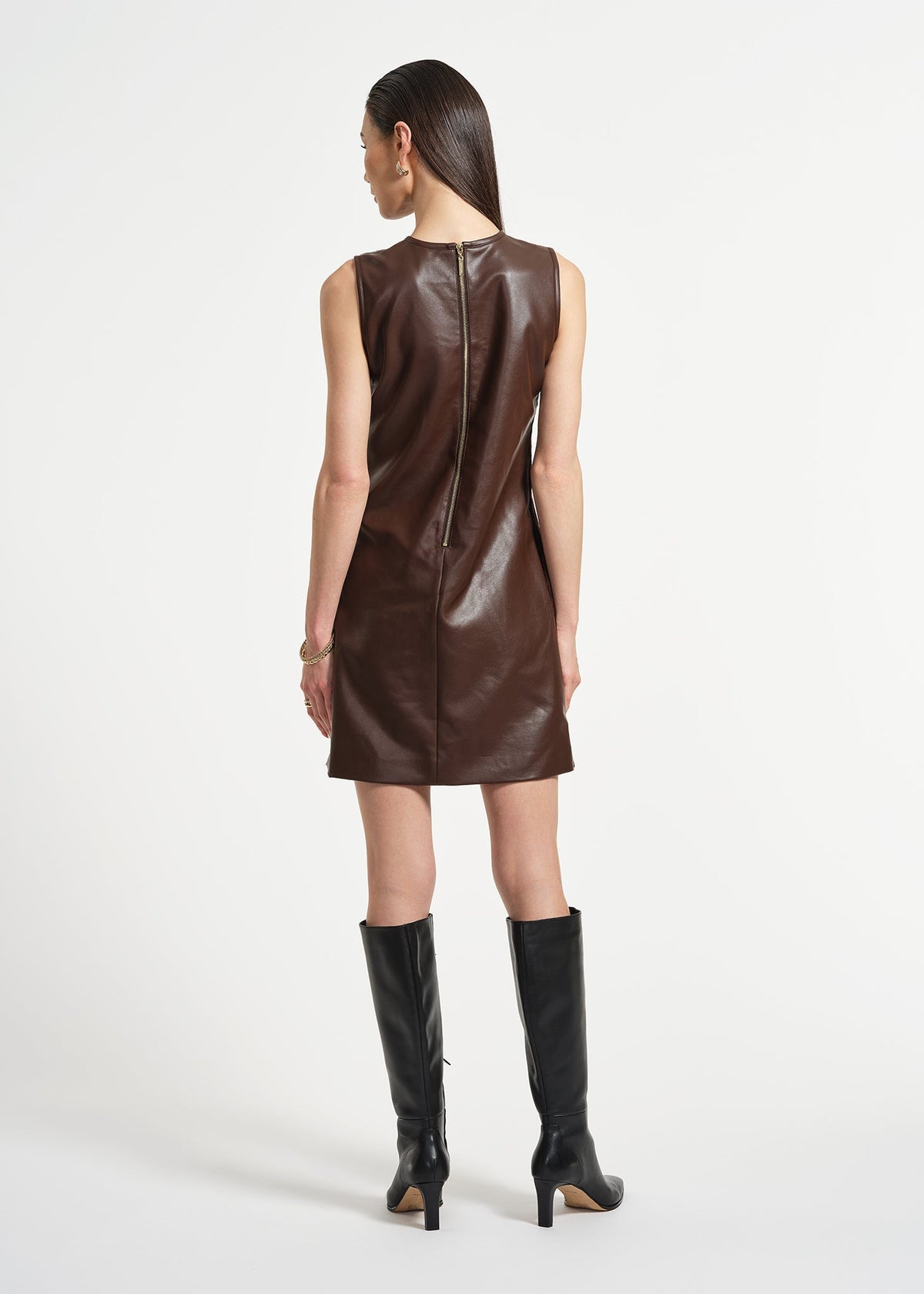 brown leather shift dress VINCE Brown Suede Leather Shift Dress