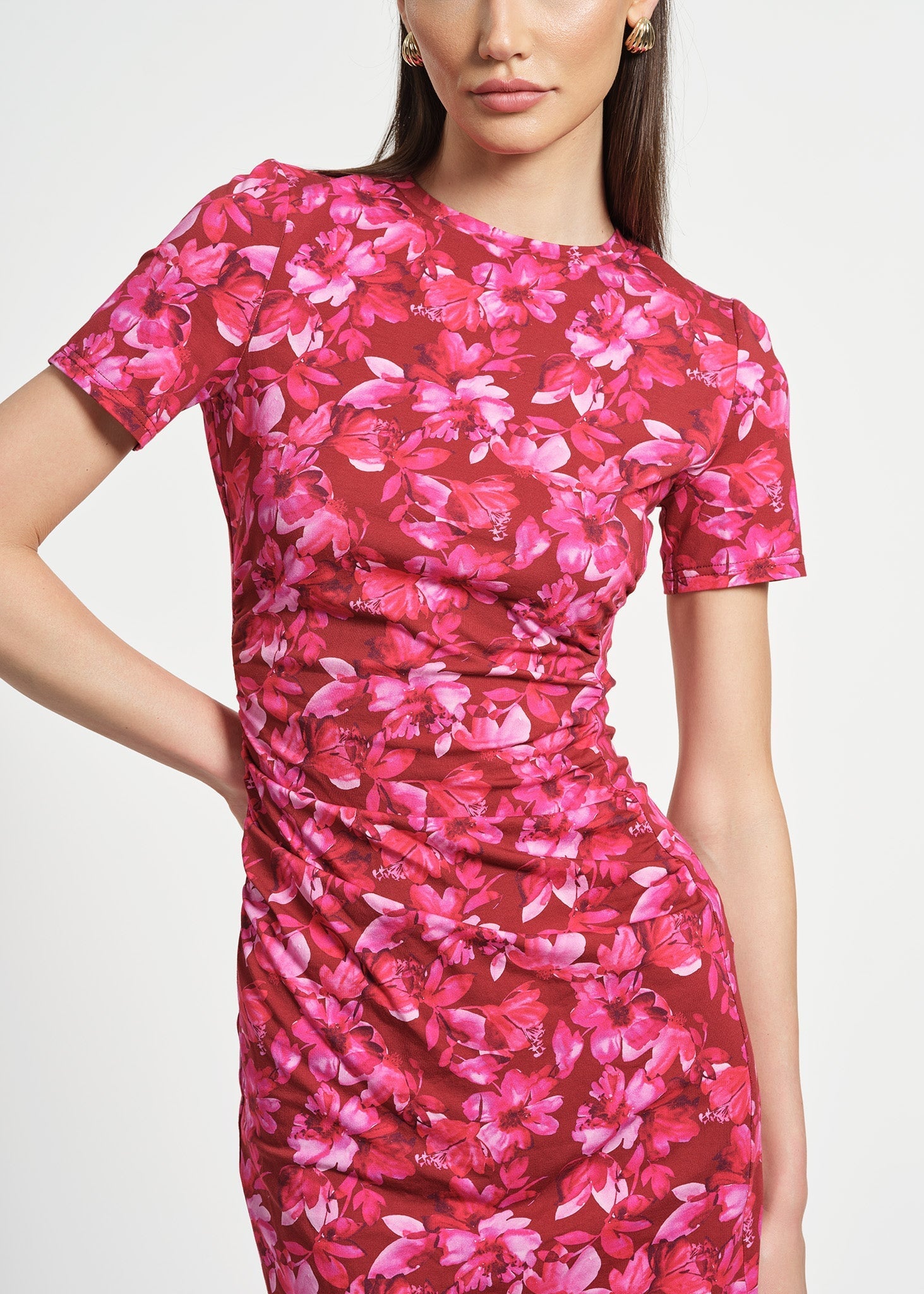 Ruched Waist Knit Midi Dress