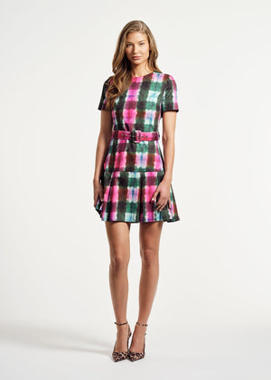 Belted Pleated Short Dress