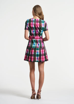 Belted Pleated Short Dress