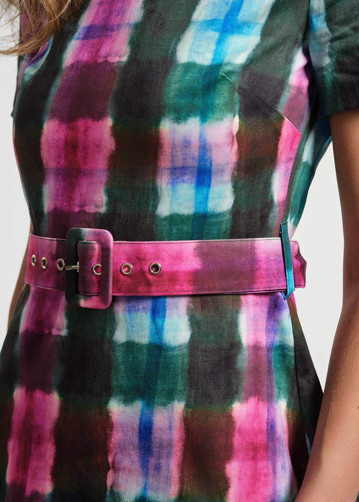 Belted Pleated Short Dress