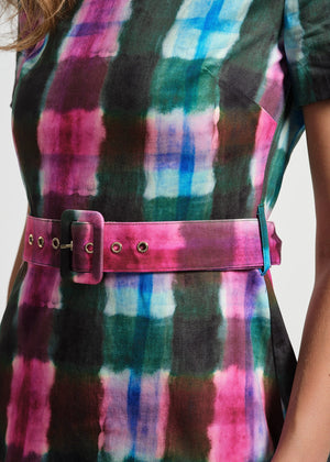 Belted Pleated Short Dress