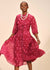 Tie Neck Pleated Midi Button Front Dress