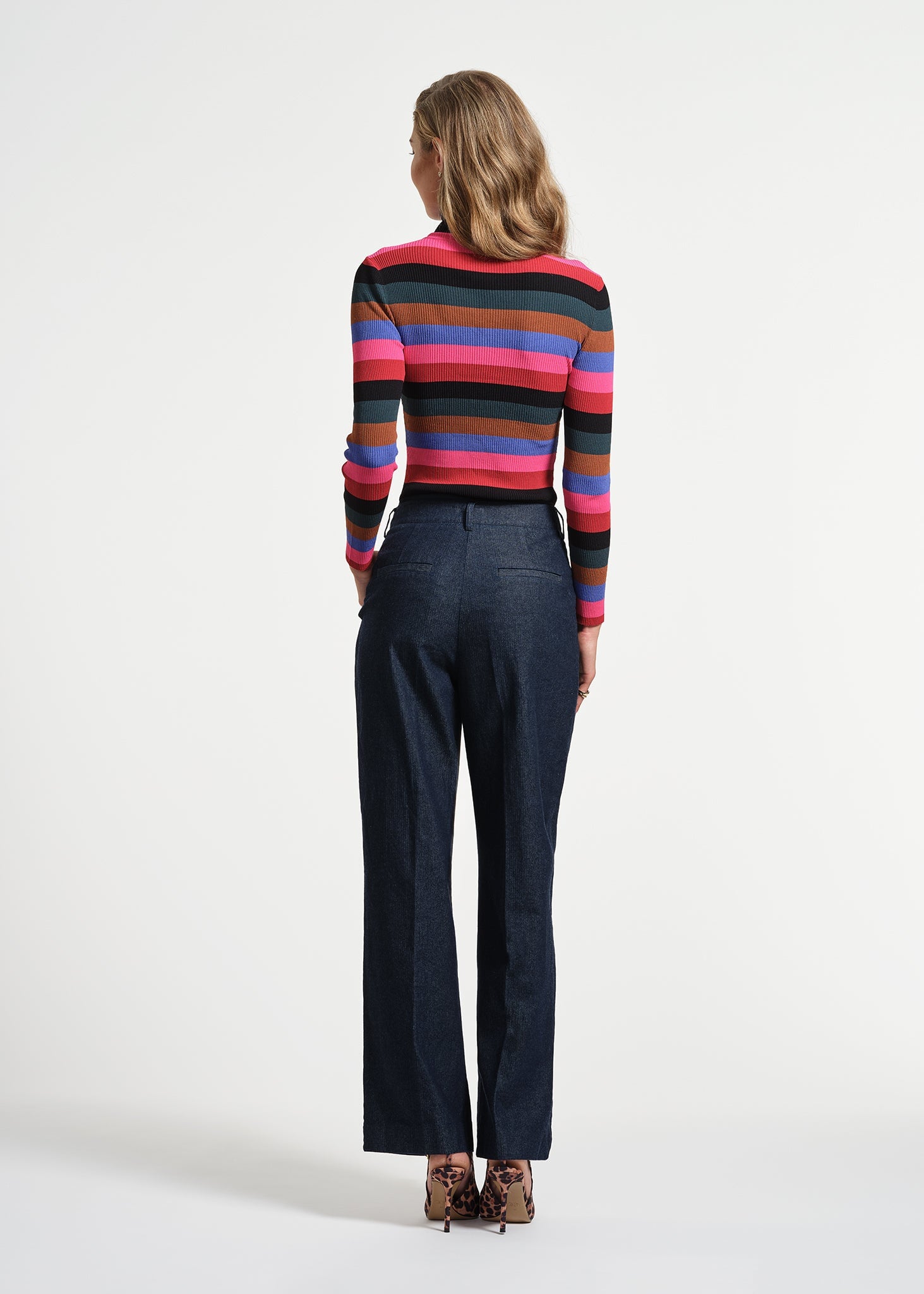 Mock Neck Long Sleeve Stripe Sweater