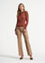 Ruffle Neck Stripe Henley Sweater
