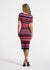 Elbow Sleeve Striped Sweater Midi Dress