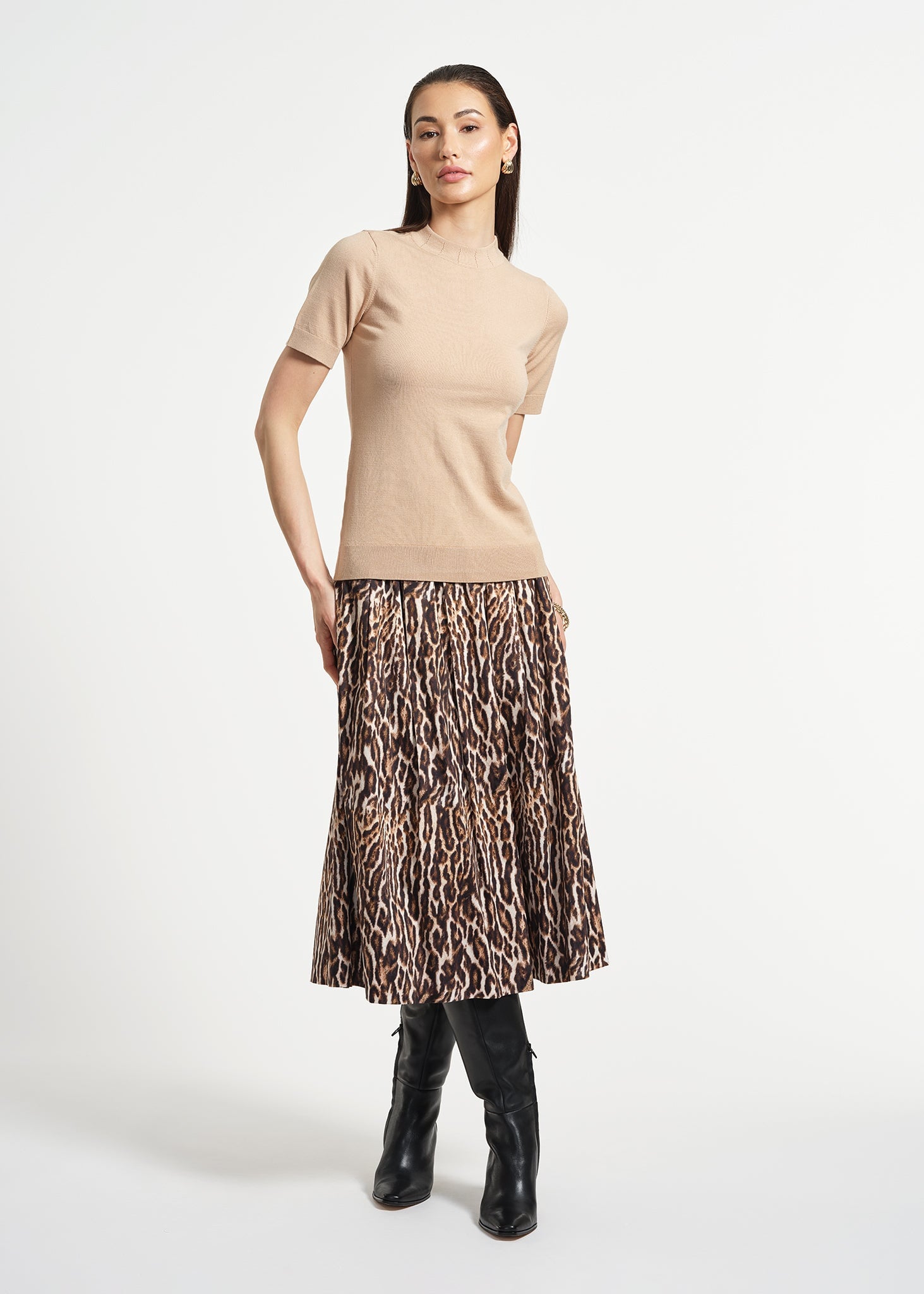 Mock Neck Short Sleeve Sweater