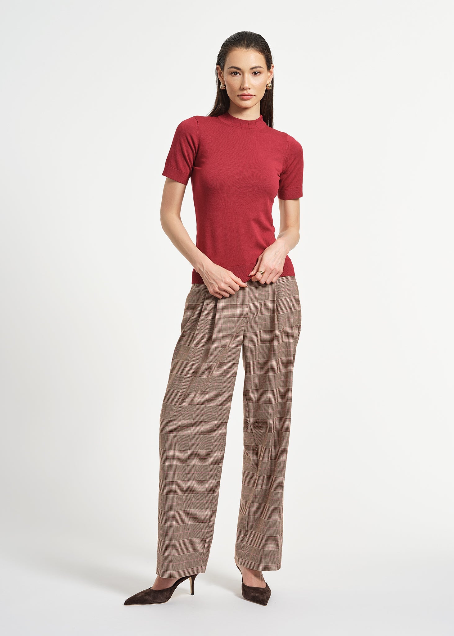 Mock Neck Short Sleeve Sweater