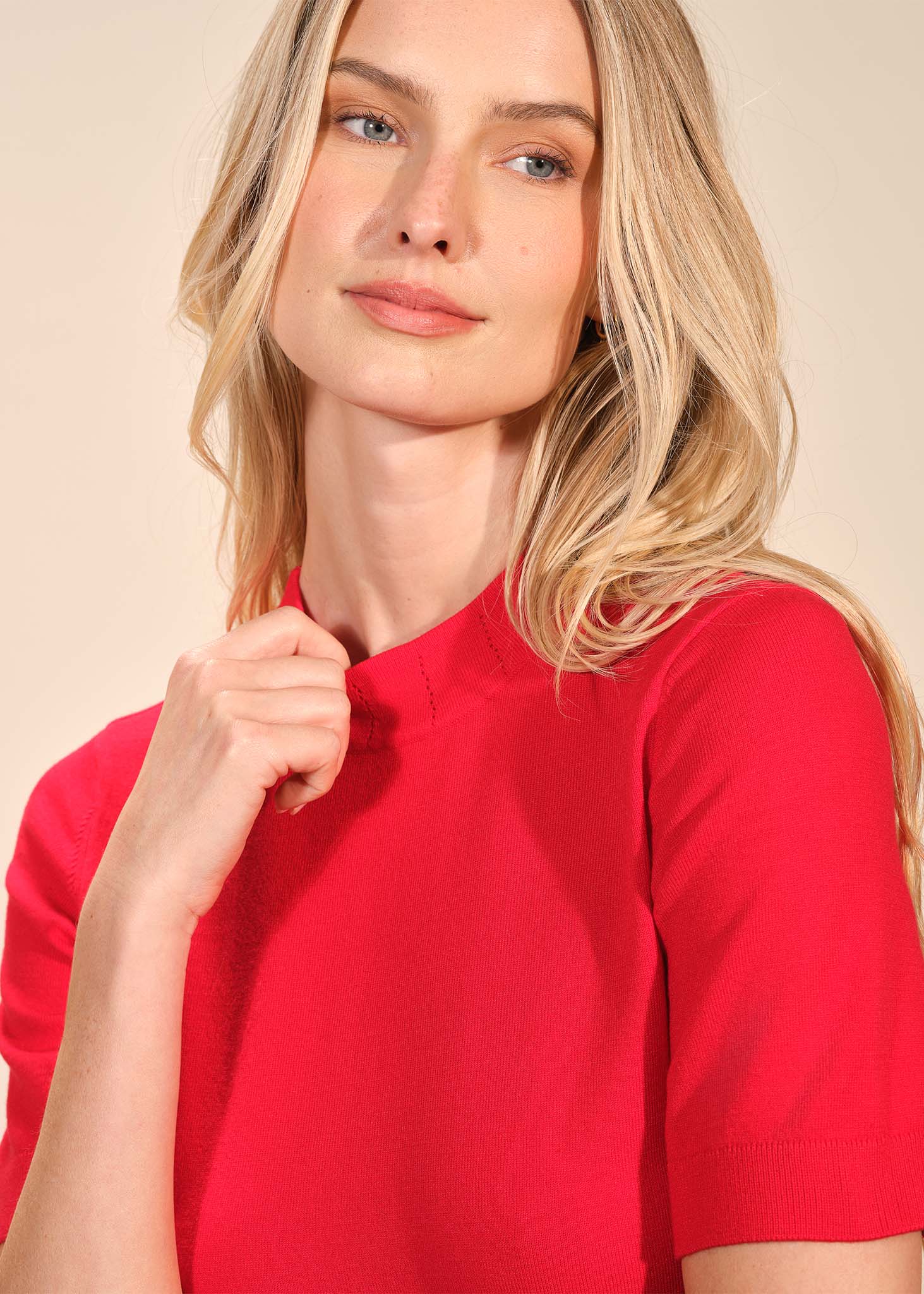 Mock Neck Short Sleeve Sweater