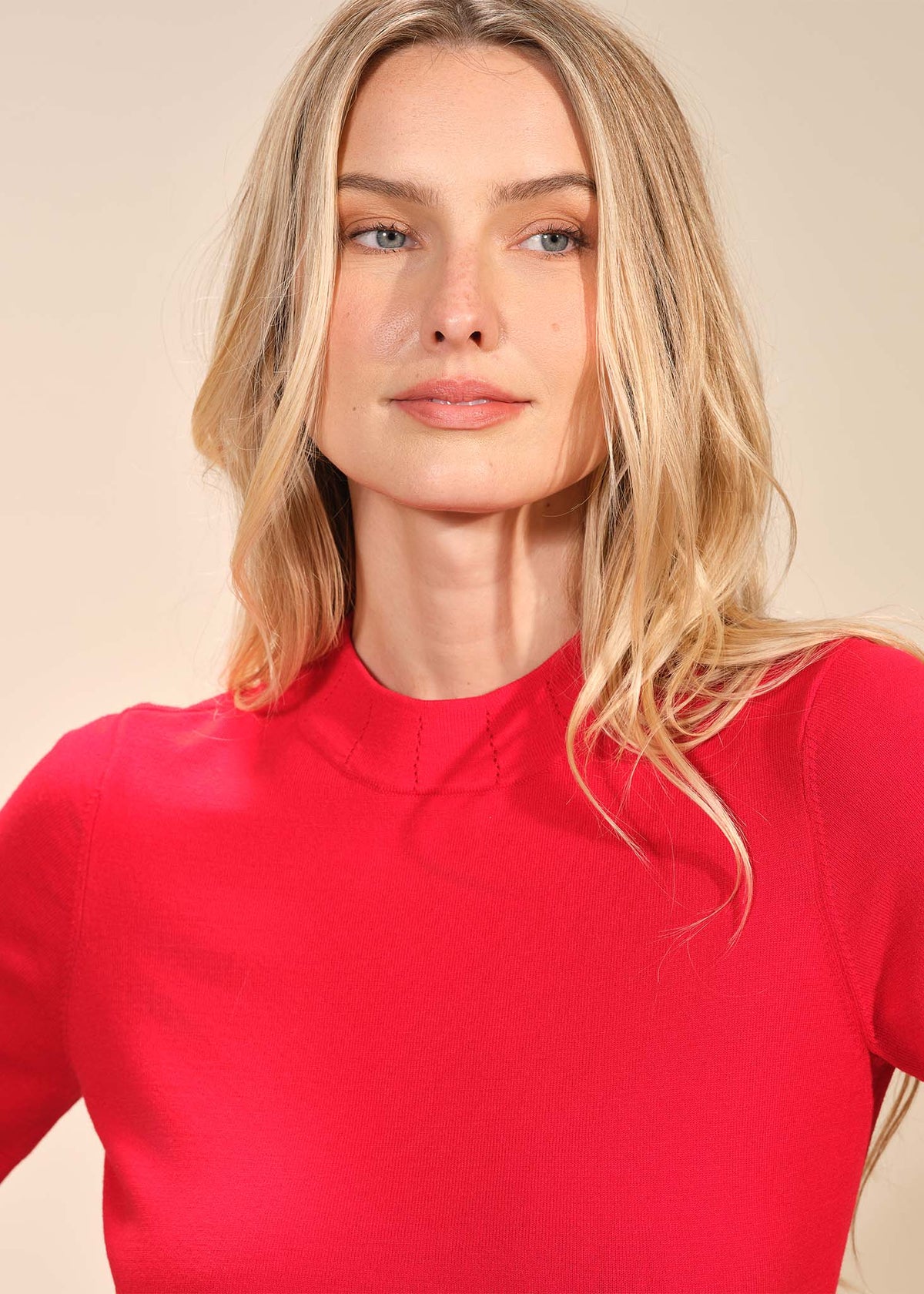 Mock Neck Short Sleeve Sweater