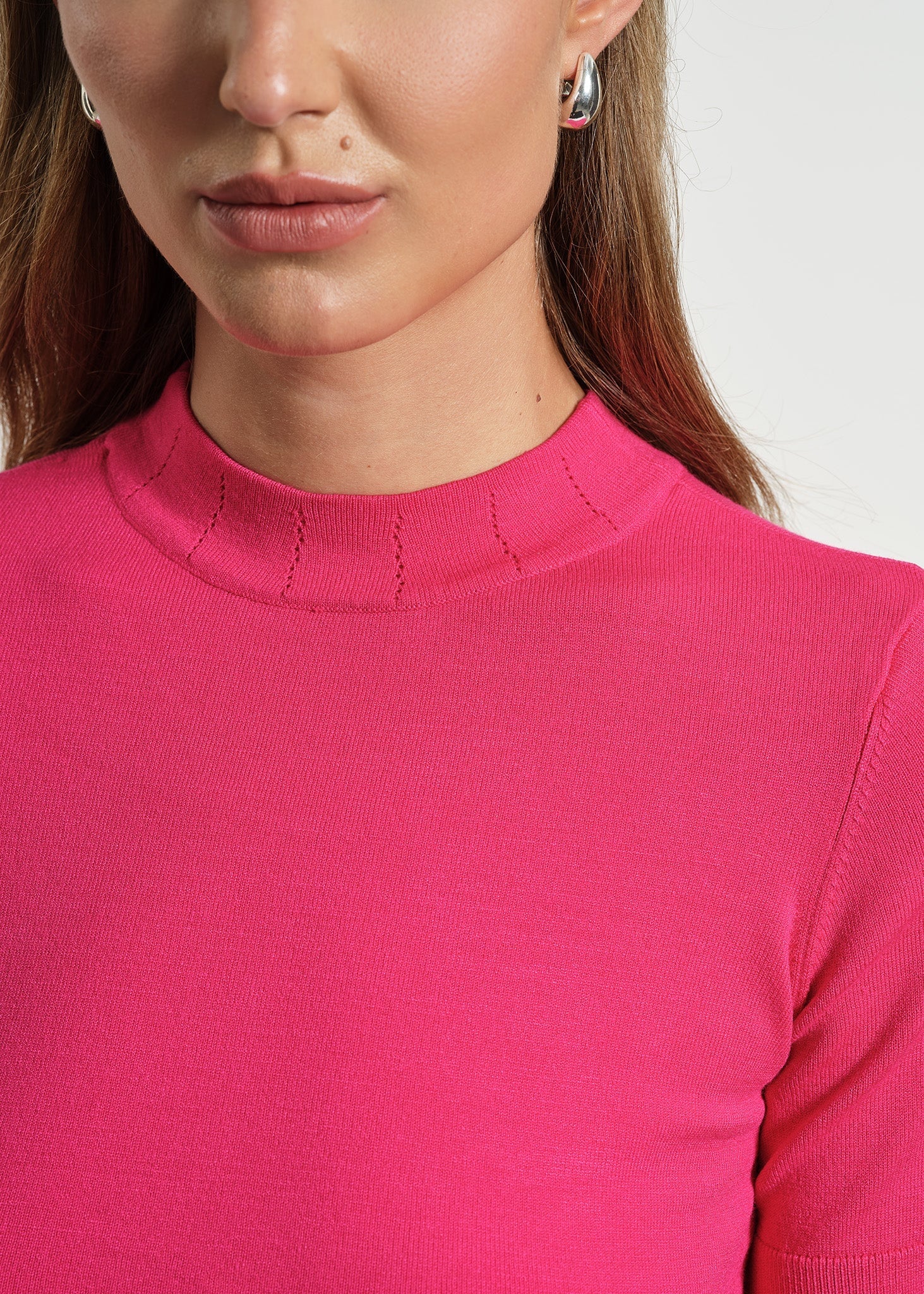 Mock Neck Short Sleeve Sweater