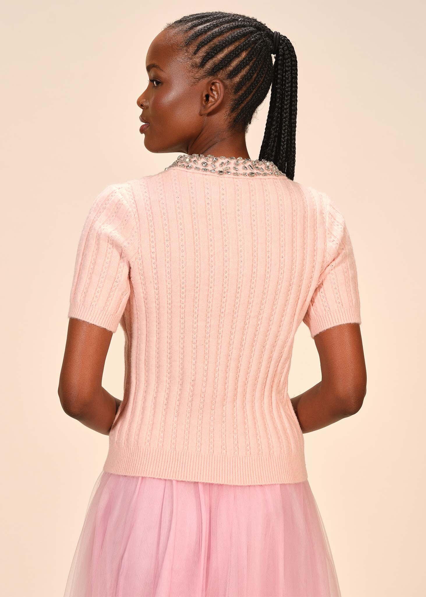 Cableknit Crystal Polo