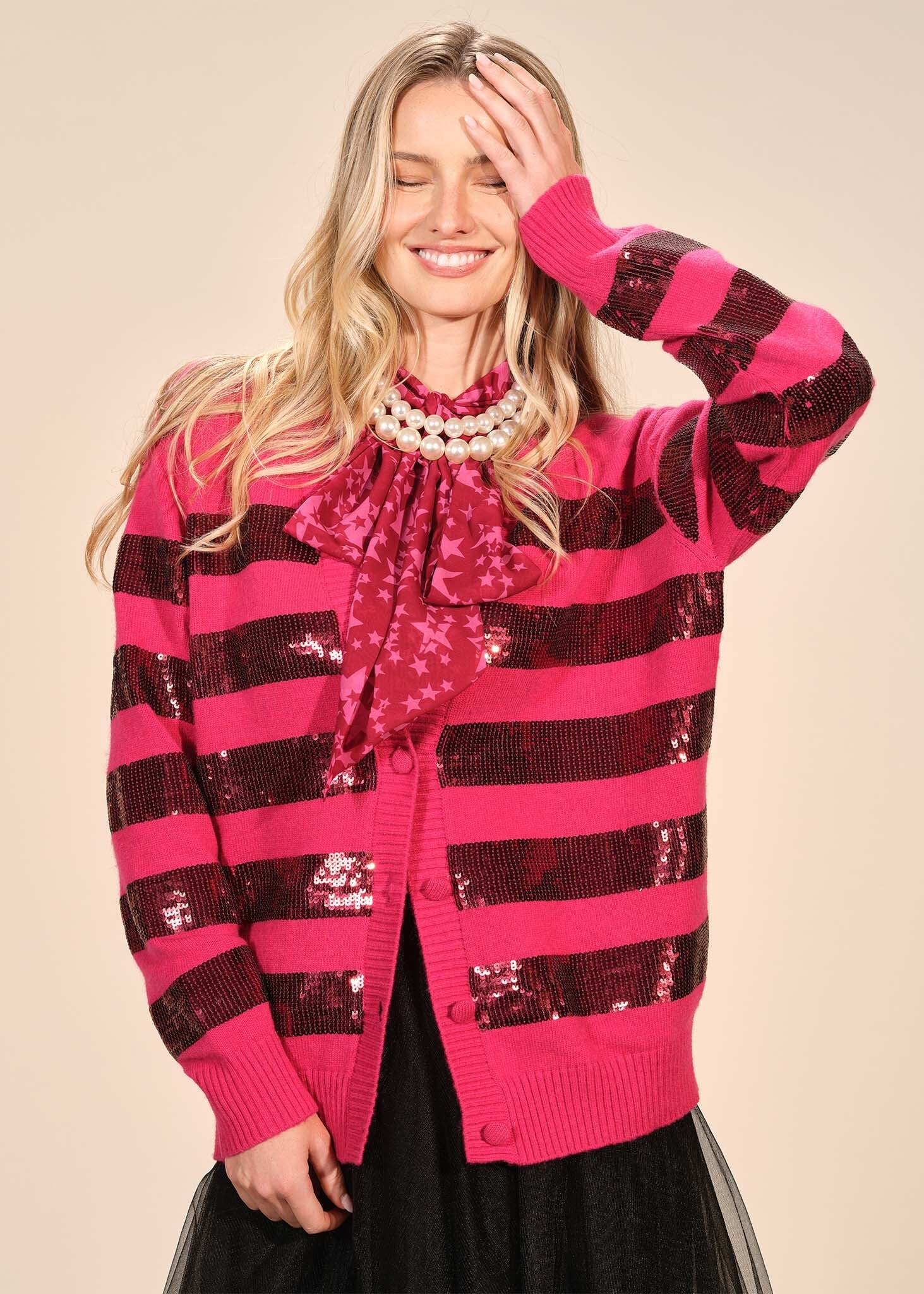 Striped Sequin Cardigan