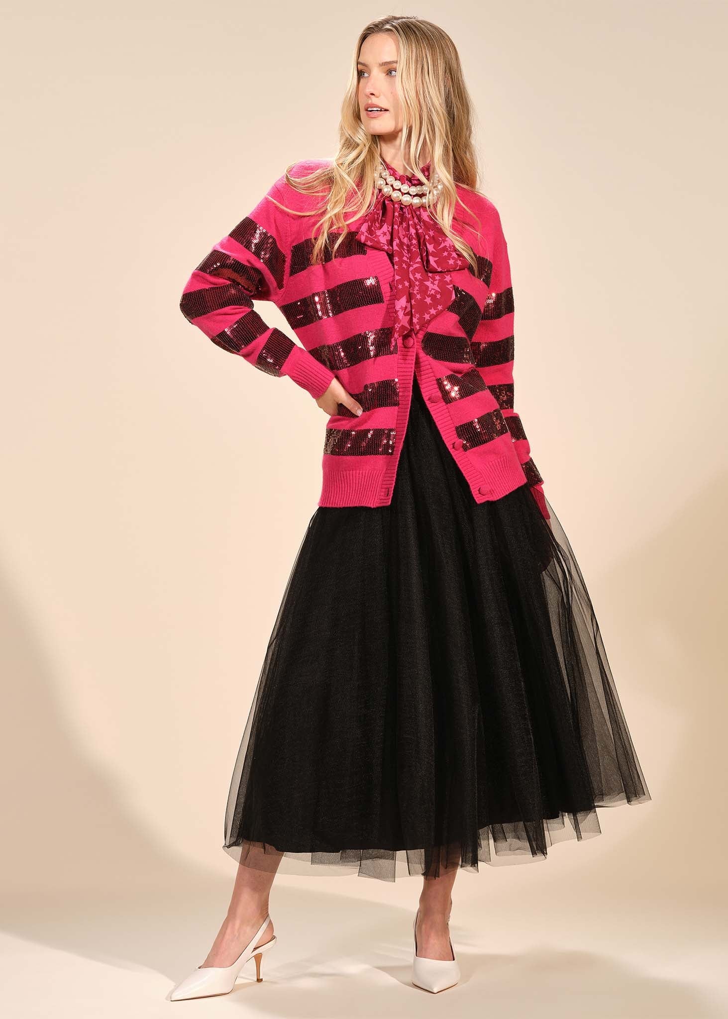 Striped Sequin Cardigan