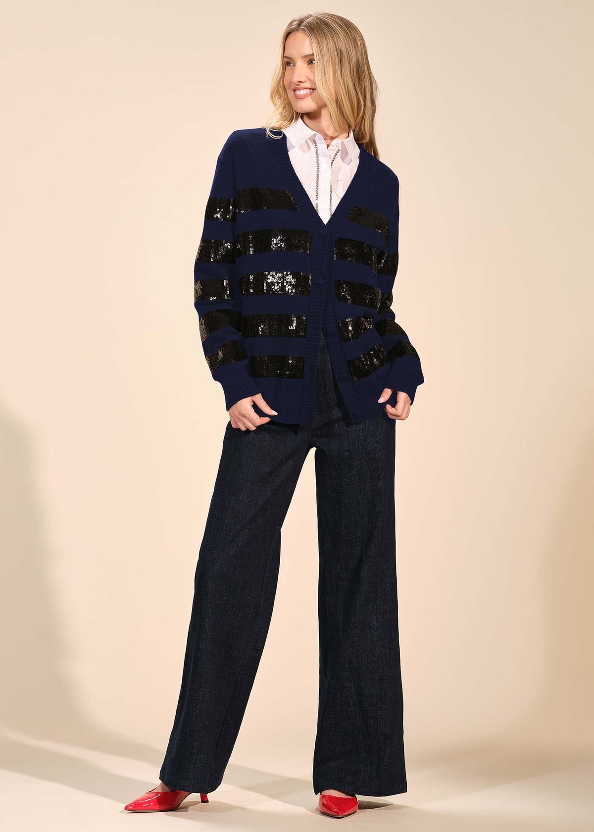 Striped Sequin Cardigan