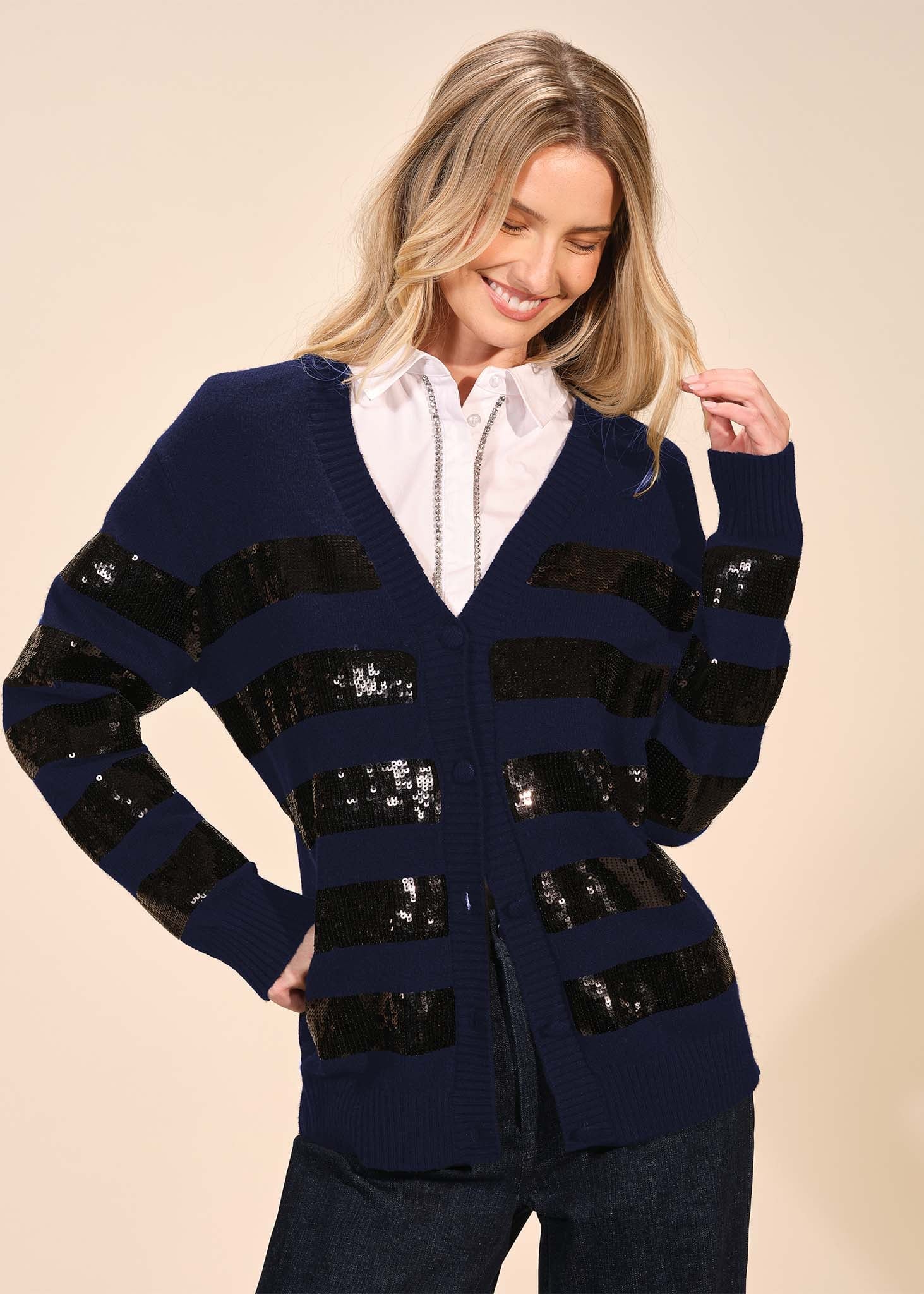 Striped Sequin Cardigan
