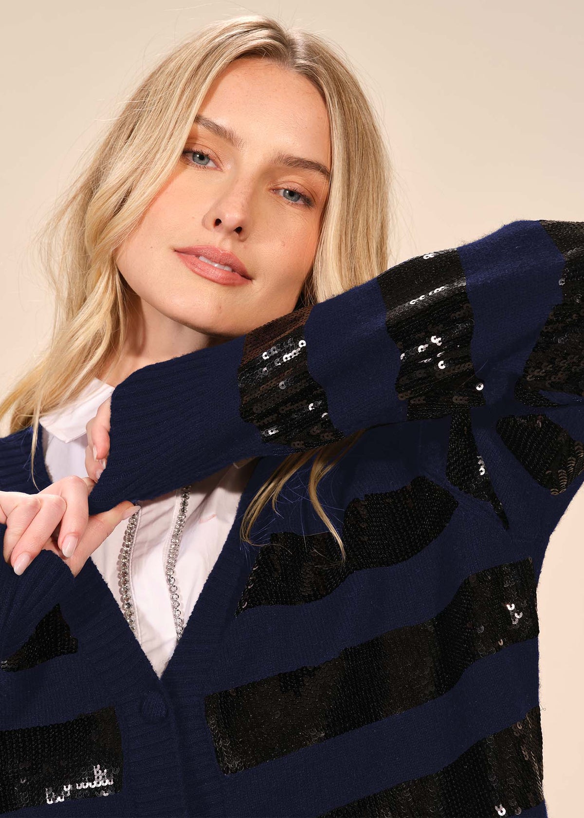 Striped Sequin Cardigan
