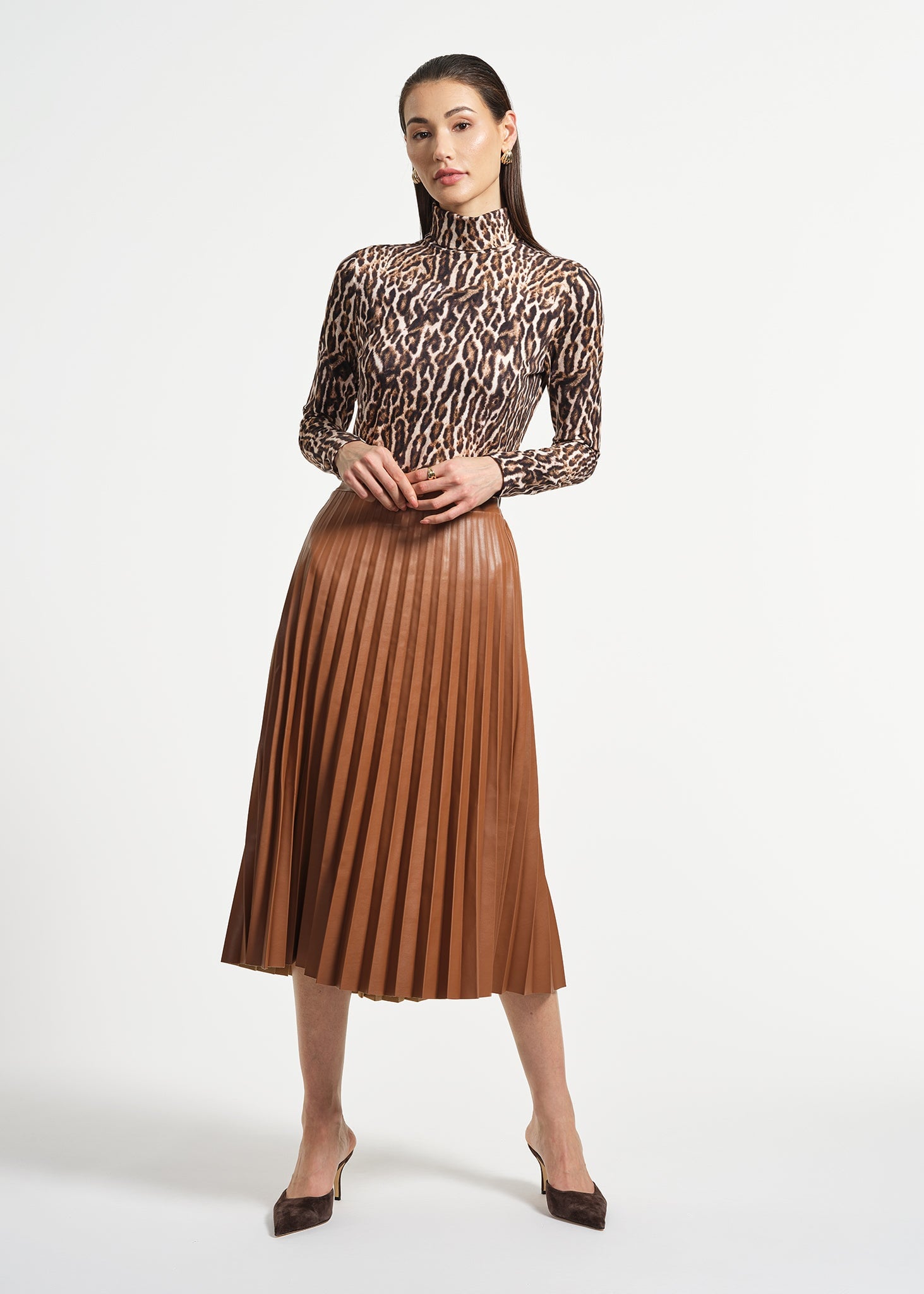 Faux Leather Pleated Skirt