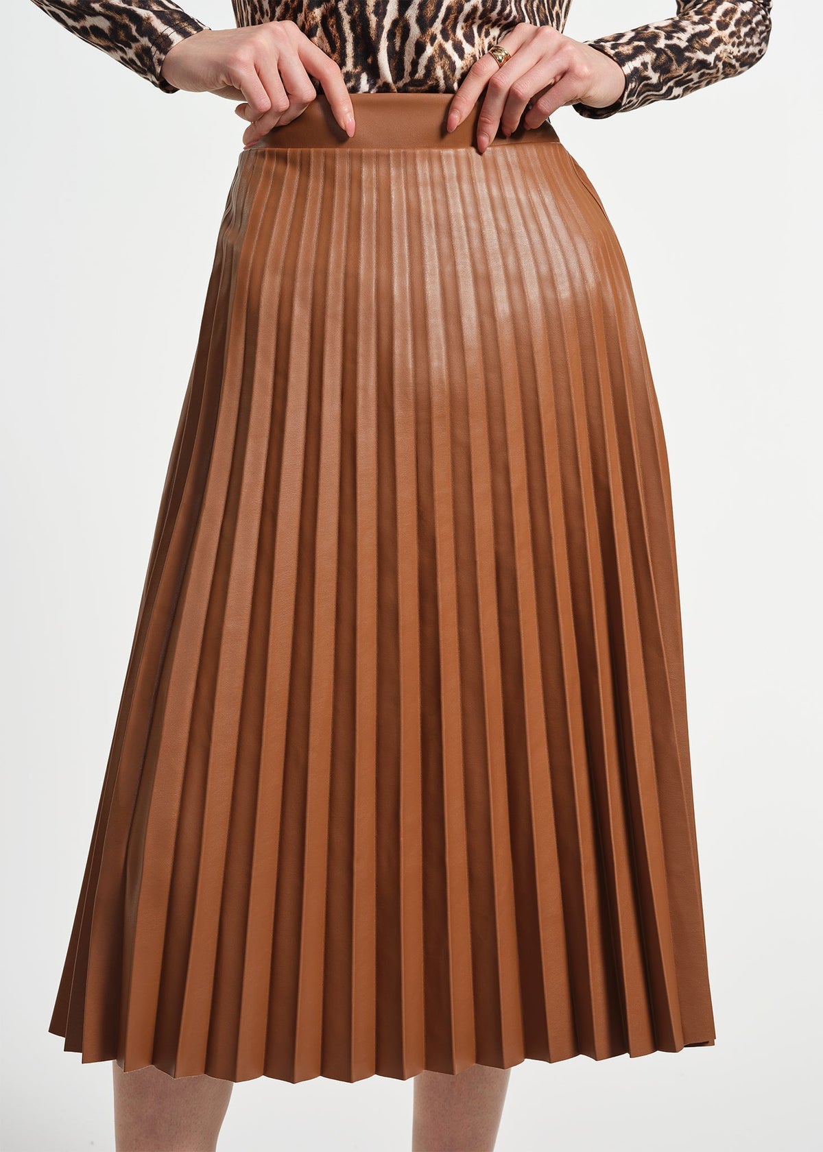 Faux Leather Pleated Skirt