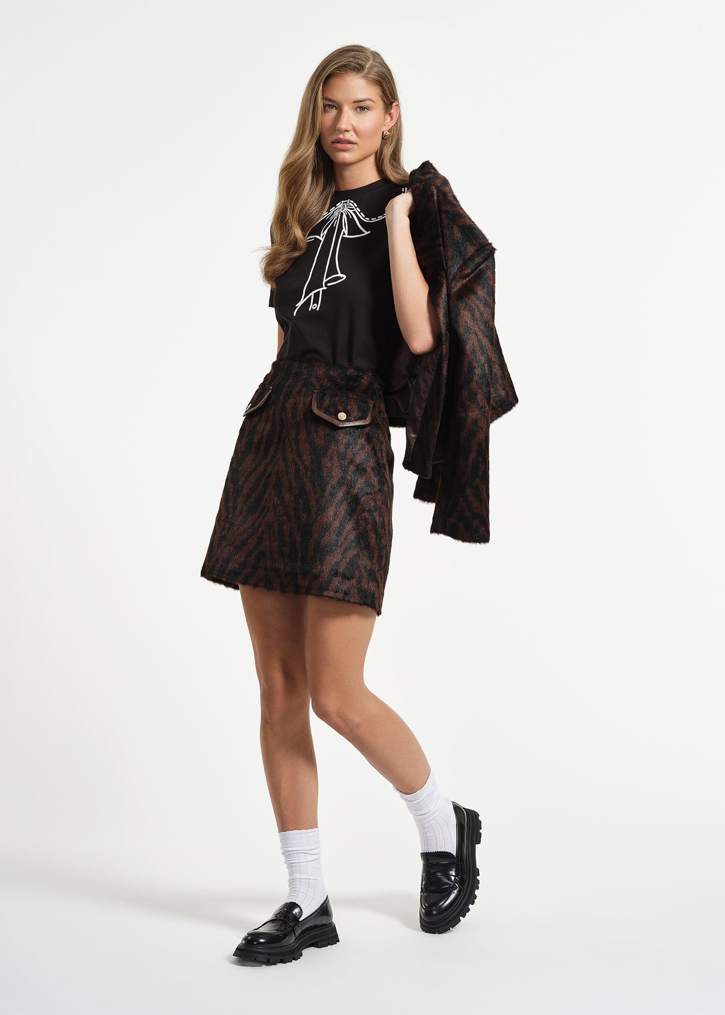Faux Fur Mini Skirt