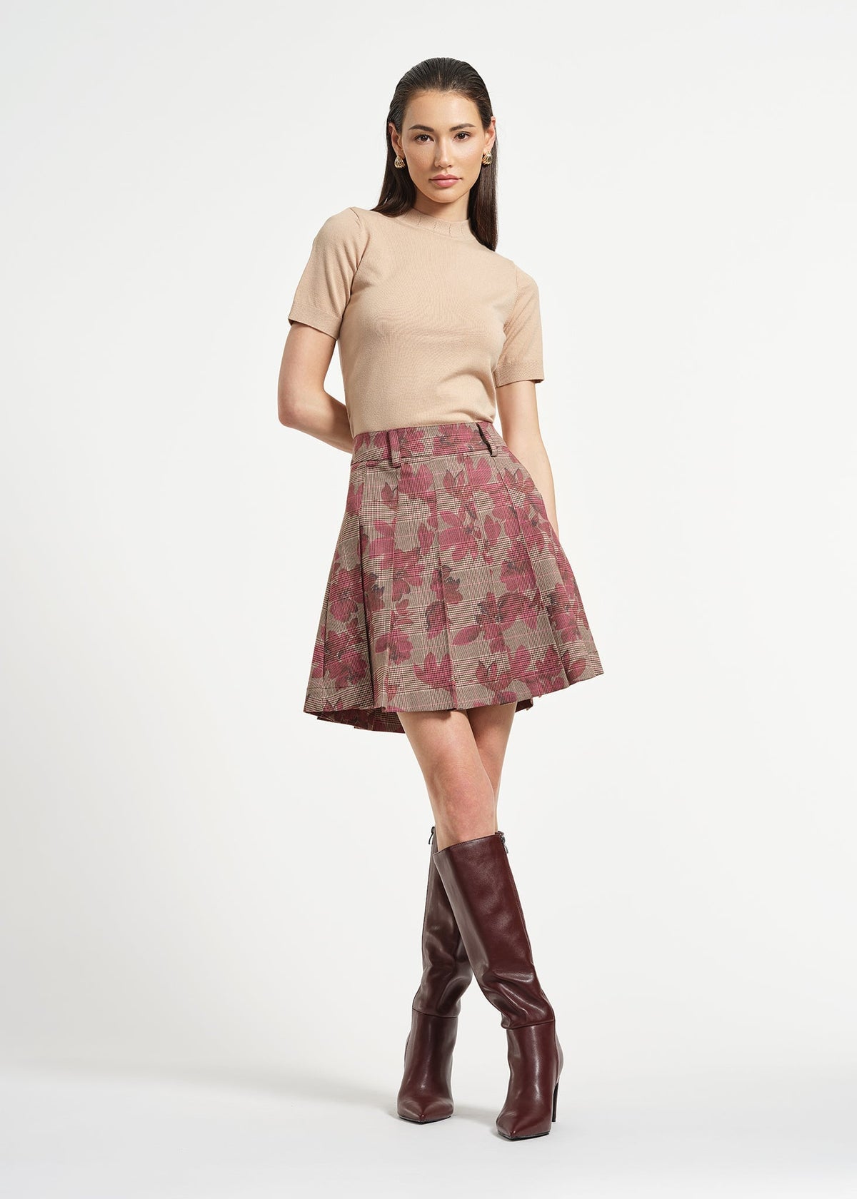 Pleated Plaid Mini Skirt