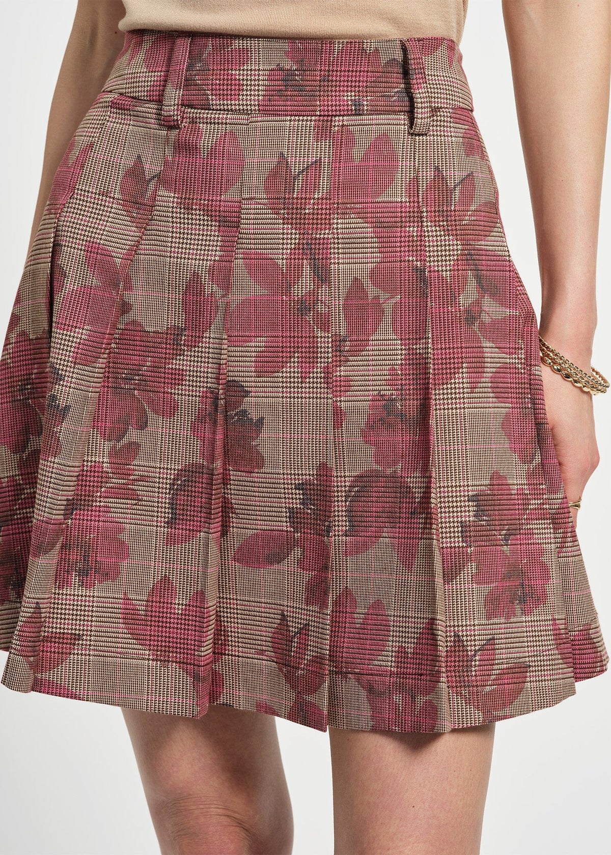 Pleated Plaid Mini Skirt