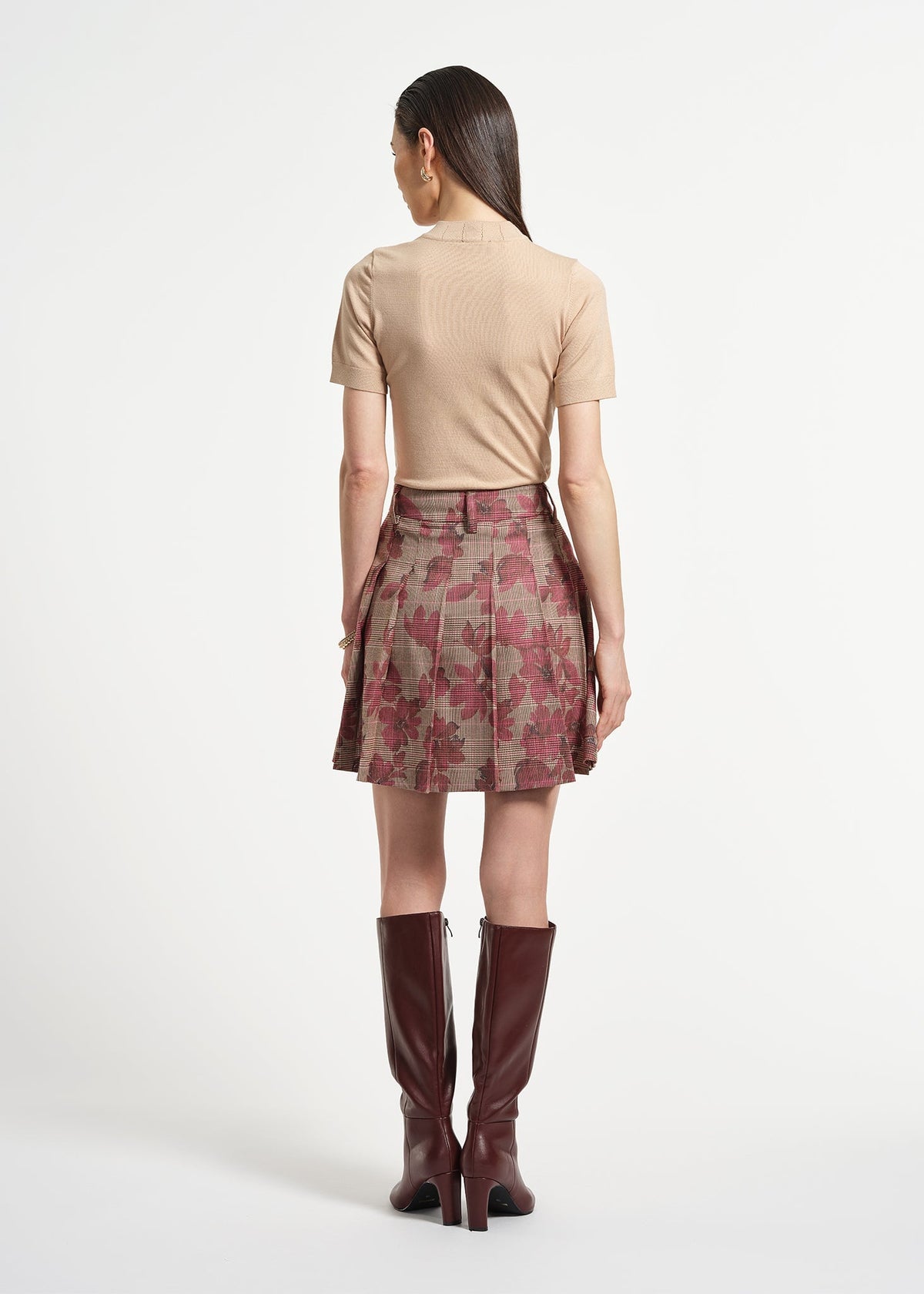 Pleated Plaid Mini Skirt