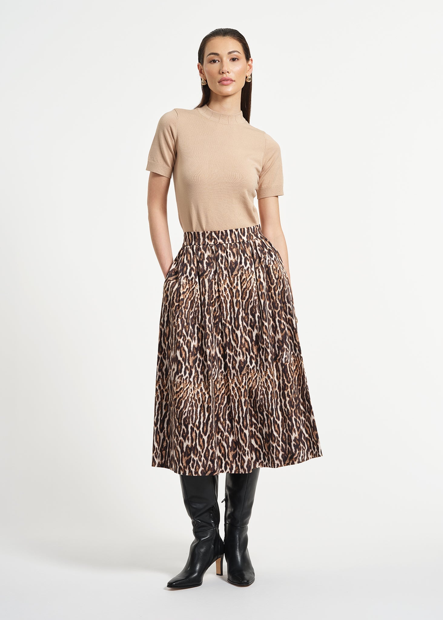 Sateen Midi Full Skirt