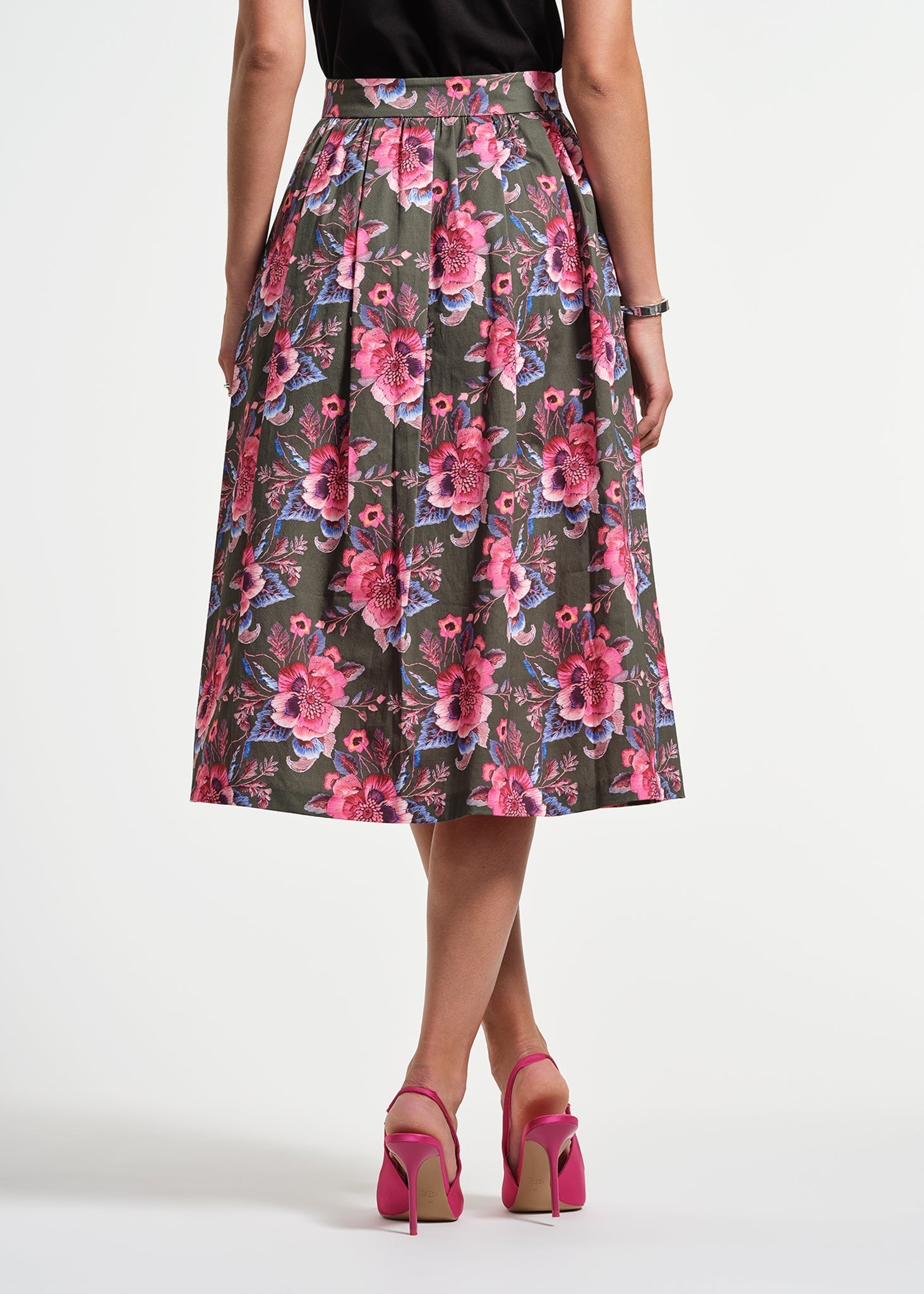Sateen Midi Full Skirt