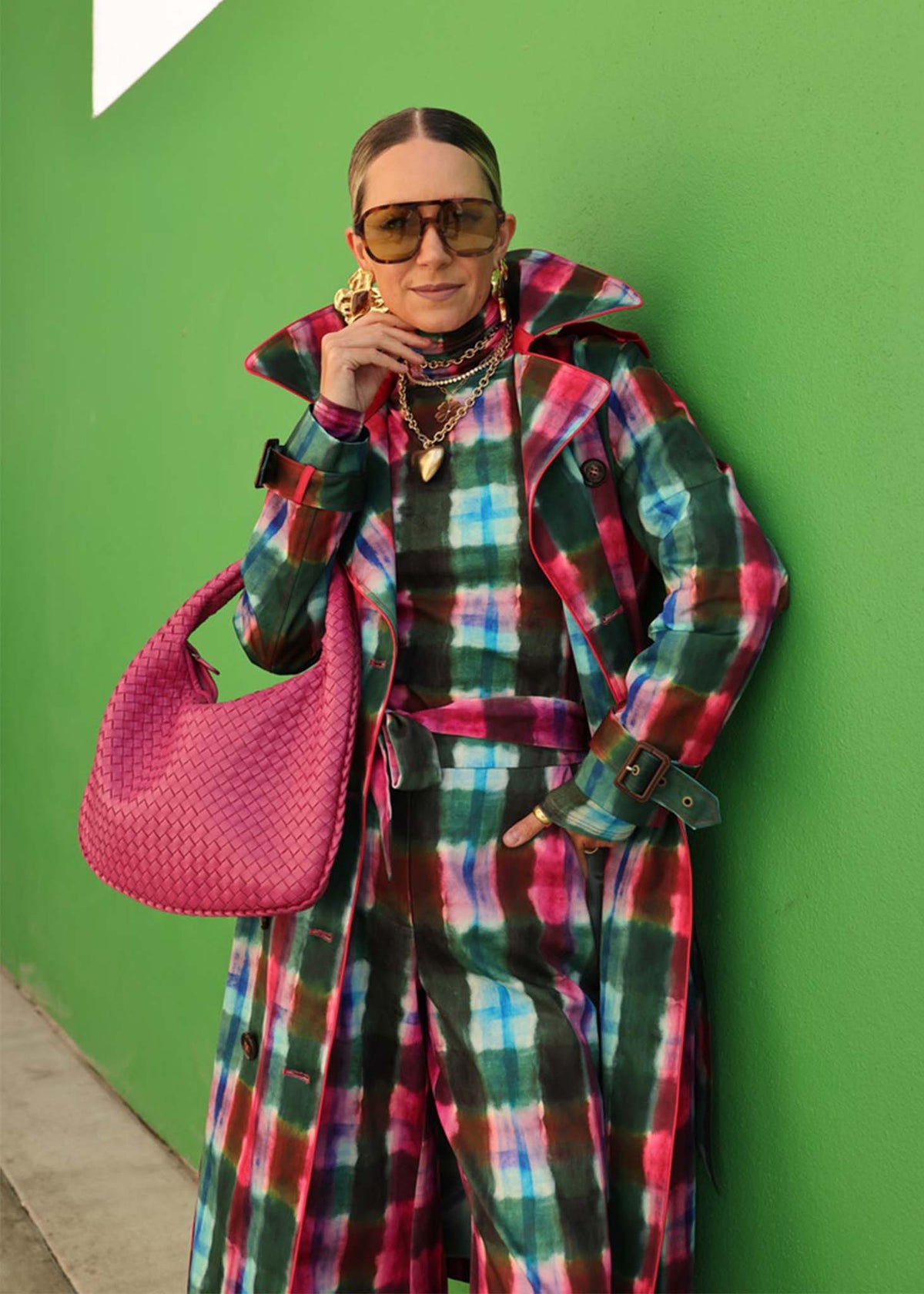 Plaid Trench Coat