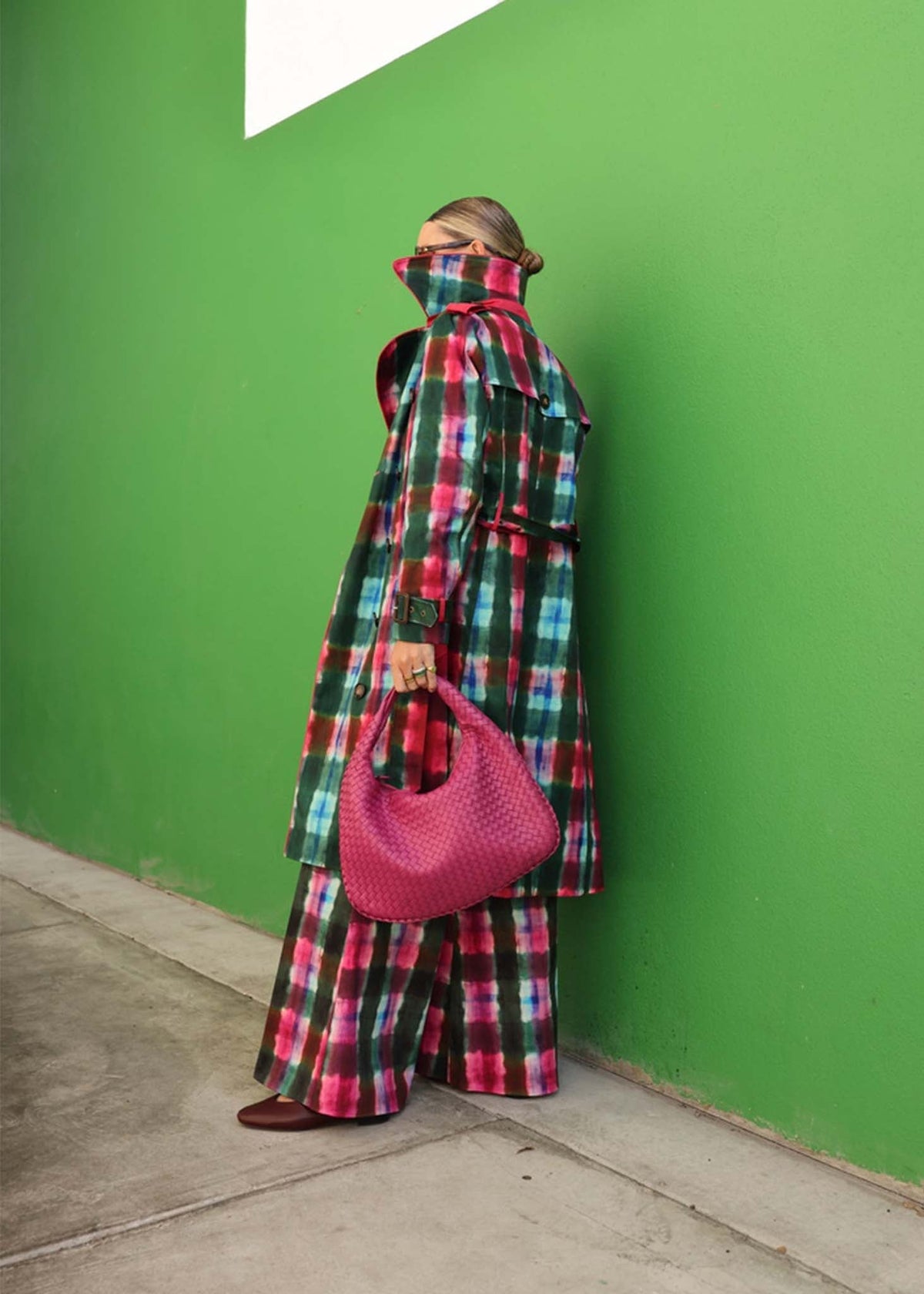 Plaid Trench Coat
