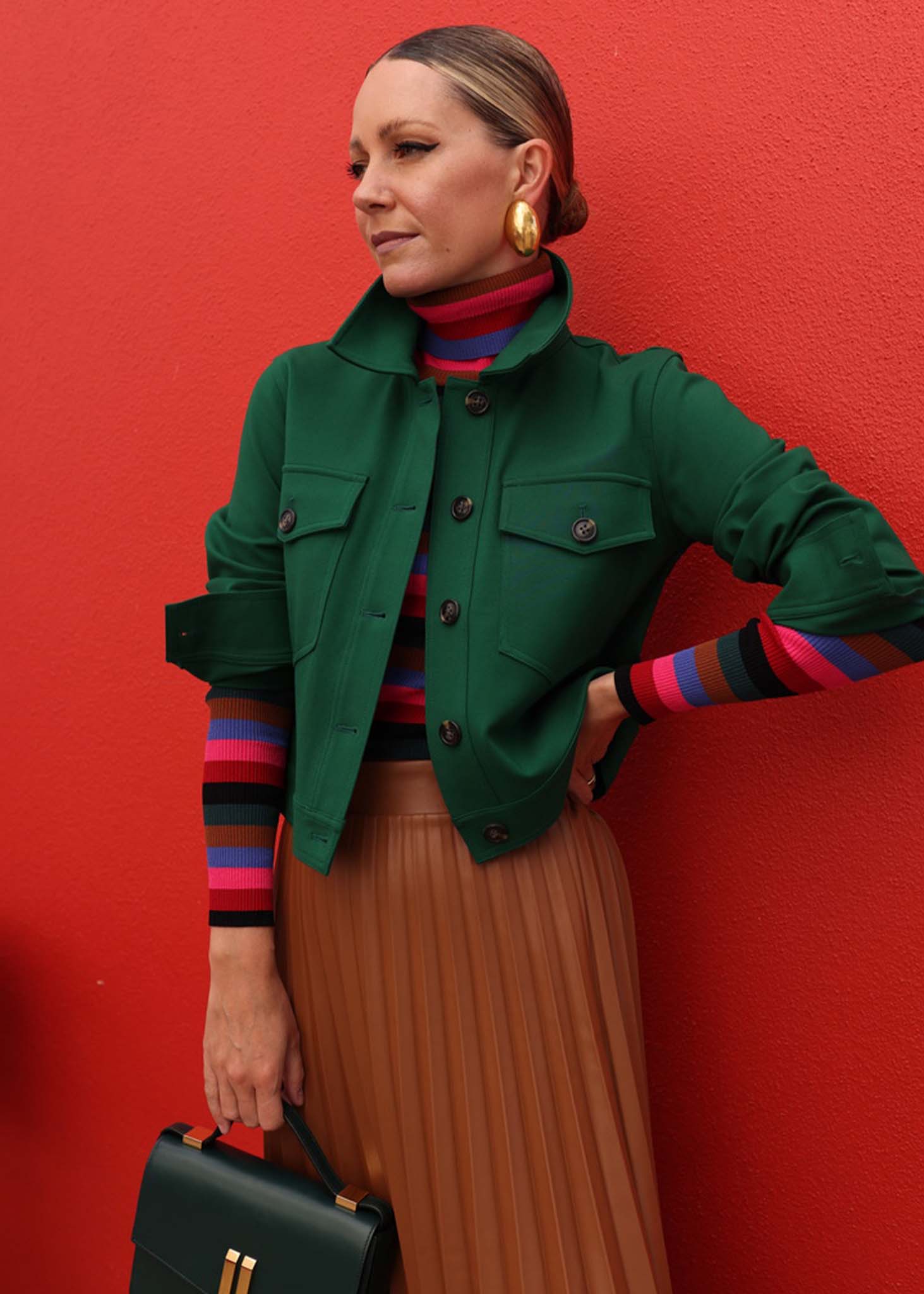 Mock Neck Long Sleeve Stripe Sweater