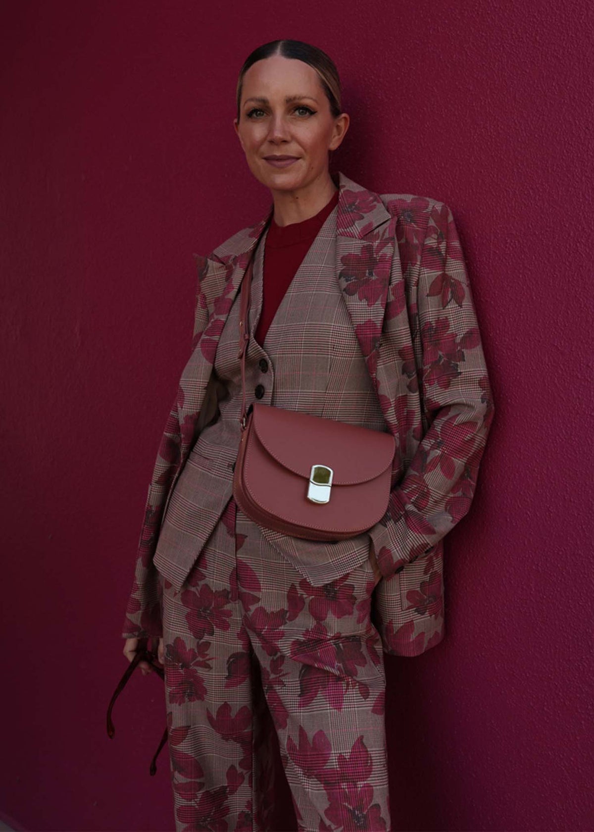 Wide Leg Belted Plaid Pant